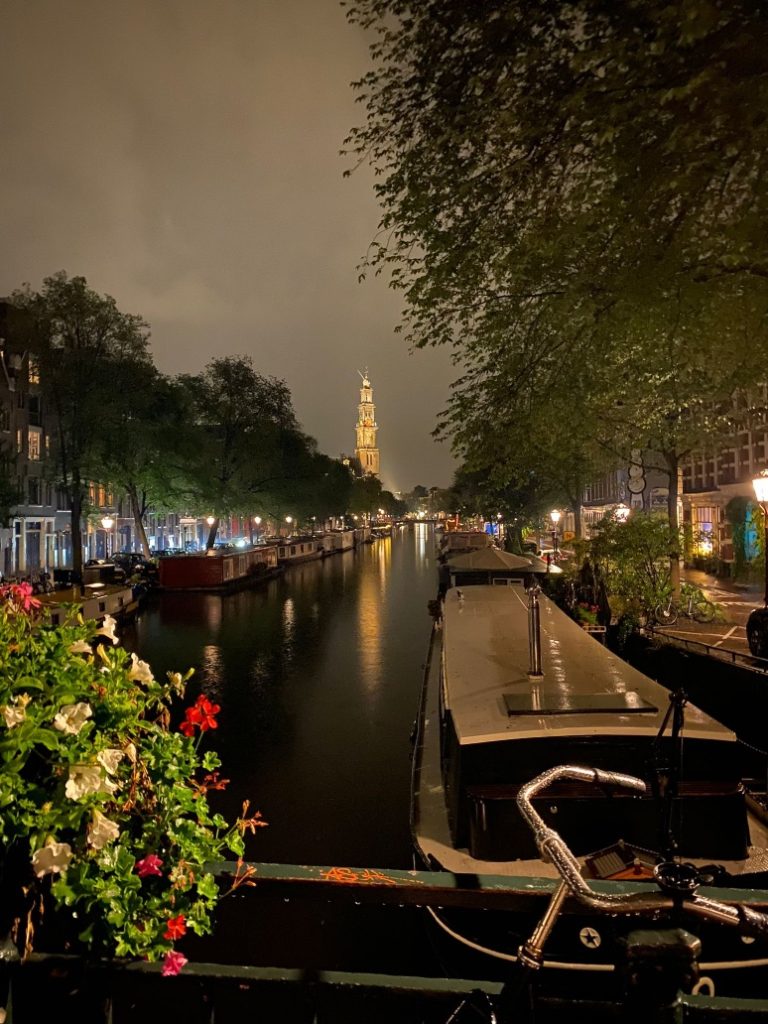 night time jordaan canal view