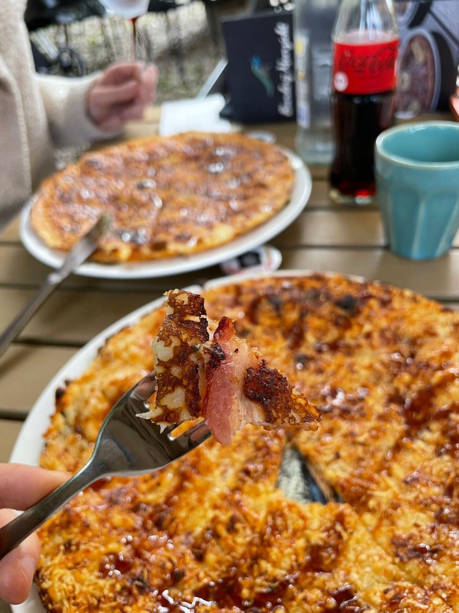 dutch pancakes with bacon and cheese